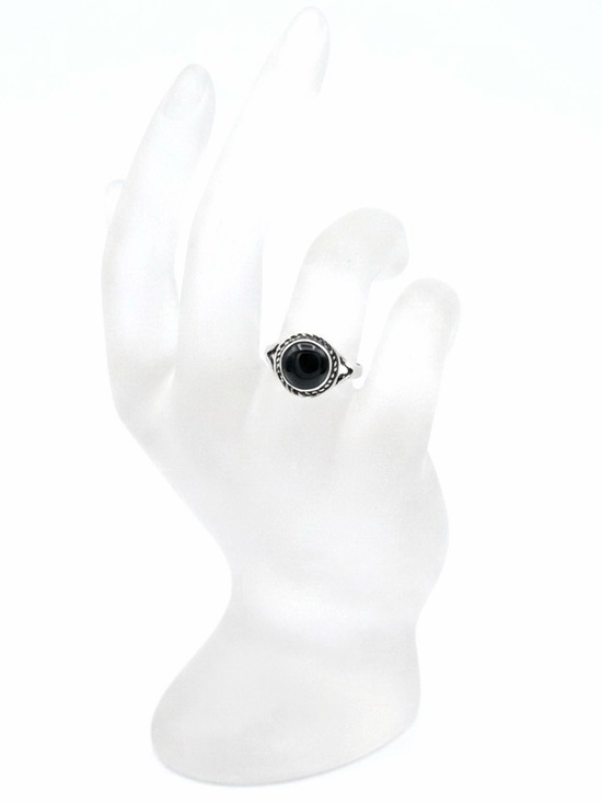 Boheme Jewelry - New Boho Minimalist Handmade Sterling Silver Black Acrylic Round Ring